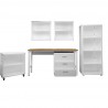 Manhattan Comfort 6-Piece Fortress Textured Garage Set with Cabinets, Wall Units and Table in White Front