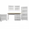 Manhattan Comfort 6-Piece Fortress Textured Garage Set with Cabinets, Wall Units and Table in White Front - Manhattan Comfort 6-Piece Fortress Textured Garage Set with Cabinets, Wall Units and Table in White Front