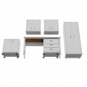 Manhattan Comfort 6-Piece Fortress Textured Garage Set with Cabinets, Wall Units and Table in White Bottom