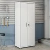 Manhattan Comfort 6-Piece Fortress Textured Garage Set with Cabinets, Wall Units and Table in White - Manhattan Comfort 6-Piece Fortress Textured Garage Set with Cabinets, Wall Units and Table in White