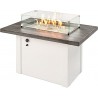 Outdoor Greatroom Company Havenwood Stone Grey Top W/White Base 12"x24" Burner - Glass View