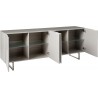 Whiteline Modern Living Paul Buffet With 5mm Pure Tempered Grey/White Glass Top - Opened Cabinet