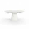 Sunset West Pedestal Dining Table in Bone Finish - Front Angle