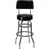 H&D Seating Double Ring Black Barstool with Back - H&D Seating Double Ring Black Barstool with Back