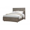 Alpine Furniture Shimmer Queen Panel Bed, Antique Grey - Front Side Angle