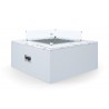 White Carrara Marble Square Fire Table - Front Side Angle