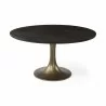 Mercana McLeod II 54 L x 54 W x 28.75 H Round Brown Solid Wood Top Gold Metal Base Dining Table Front - Mercana McLeod II 54 L x 54 W x 28.75 H Round Brown Solid Wood Top Gold Metal Base Dining Table Front