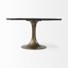 Mercana McLeod II 54 L x 54 W x 28.75 H Round Brown Solid Wood Top Gold Metal Base Dining Table 1