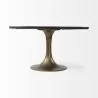 Mercana McLeod II 54 L x 54 W x 28.75 H Round Brown Solid Wood Top Gold Metal Base Dining Table 1 - Mercana McLeod II 54 L x 54 W x 28.75 H Round Brown Solid Wood Top Gold Metal Base Dining Table 1