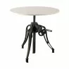 Mercana Emslie III 30" Round White Marble Top Black Metal Base Dining Table - Mercana Emslie III 30" Round White Marble Top Black Metal Base Dining Table
