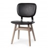 Mercana Haden I Black Faux-Leather Wrap Brown Solid Wood and Iron Base Dining Chair