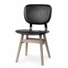 Mercana Haden I Black Faux-Leather Wrap Brown Solid Wood and Iron Base Dining Chair - Mercana Haden I Black Faux-Leather Wrap Brown Solid Wood and Iron Base Dining Chair