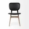 Mercana Haden I Black Faux-Leather Wrap Brown Solid Wood and Iron Base Dining Chair Front - Mercana Haden I Black Faux-Leather Wrap Brown Solid Wood and Iron Base Dining Chair Front