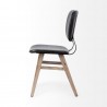 Mercana Haden I Black Faux-Leather Wrap Brown Solid Wood and Iron Base Dining Chair Side