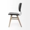 Mercana Haden I Black Faux-Leather Wrap Brown Solid Wood and Iron Base Dining Chair Side - Mercana Haden I Black Faux-Leather Wrap Brown Solid Wood and Iron Base Dining Chair Side