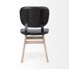 Mercana Haden I Black Faux-Leather Wrap Brown Solid Wood and Iron Base Dining Chair Back