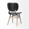 Mercana Haden I Black Faux-Leather Wrap Brown Solid Wood and Iron Base Dining Chair Back - Mercana Haden I Black Faux-Leather Wrap Brown Solid Wood and Iron Base Dining Chair Back