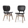 Mercana Haden I Black Faux-Leather Wrap Brown Solid Wood and Iron Base Dining Chair Set