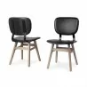 Mercana Haden I Black Faux-Leather Wrap Brown Solid Wood and Iron Base Dining Chair Set - Mercana Haden I Black Faux-Leather Wrap Brown Solid Wood and Iron Base Dining Chair Set