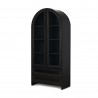 Mercana Gehry 72.3" H Dark Brown Metal Brown Wood and Glass Door Display Cabinet 1