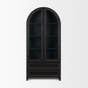 Mercana Gehry 72.3" H Dark Brown Metal Brown Wood and Glass Door Display Cabinet Front