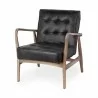Mercana Phineas Black Leather With Brown Wooden Frame Accent Chair - Mercana Phineas Black Leather With Brown Wooden Frame Accent Chair