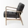 Mercana Phineas Black Leather With Brown Wooden Frame Accent Chair Side - Mercana Phineas Black Leather With Brown Wooden Frame Accent Chair Side