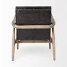 Mercana Phineas Black Leather With Brown Wooden Frame Accent Chair Back - Mercana Phineas Black Leather With Brown Wooden Frame Accent Chair Back