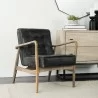 Mercana Phineas Black Leather With Brown Wooden Frame Accent Chair 4 - Mercana Phineas Black Leather With Brown Wooden Frame Accent Chair 4