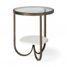 Mercana Reinhardt II 20" Round Glass Top Metal and Marble Detail End/Side Table
