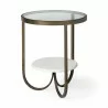 Mercana Reinhardt II 20" Round Glass Top Metal and Marble Detail End/Side Table - Mercana Reinhardt II 20" Round Glass Top Metal and Marble Detail End/Side Table