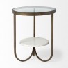 Mercana Reinhardt II 20" Round Glass Top Metal and Marble Detail End/Side Table 2