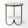 Mercana Reinhardt II 20" Round Glass Top Metal and Marble Detail End/Side Table 2 - Mercana Reinhardt II 20" Round Glass Top Metal and Marble Detail End/Side Table 2