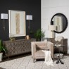 Mercana Reinhardt II 20" Round Glass Top Metal and Marble Detail End/Side Table