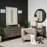 Mercana Reinhardt II 20" Round Glass Top Metal and Marble Detail End/Side Table - Mercana Reinhardt II 20" Round Glass Top Metal and Marble Detail End/Side Table