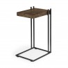 Mercana Maddox 16L x 13.5W x 27H Medium Brown Wood With Black Metal C-shaped End/Side Table 1