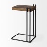 Mercana Maddox 16L x 13.5W x 27H Medium Brown Wood With Black Metal C-shaped End/Side Table Side