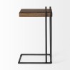 Mercana Maddox 16L x 13.5W x 27H Medium Brown Wood With Black Metal C-shaped End/Side Table 3