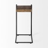 Mercana Maddox 16L x 13.5W x 27H Medium Brown Wood With Black Metal C-shaped End/Side Table Front