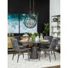 Mercana Maxwell 54" Brown Solid Wood Top Brown Metal/Wood Base Dining Table