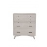 Alpine Furniture Flynn Mid Century Modern 4 Drawer Multifunction Chest w/Pull Out Tray, Grey - Front Angle