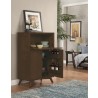 Alpine Furniture Flynn Large Bar Cabinet w/Drop Down Tray, Walnut - Lifestyle 2