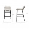 Mercana Kavalan 37.5" Total Height Beige Upholstered Seat Gray Metal Frame Bar Stool 2