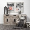 Mercana Braxton III 81.5x18.5 Natural Brown Solid Wood 3 Drawer 6 Door Sideboard