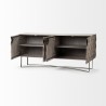 Mercana Excelsior I (72x18.3) Solid Wood Gold Metal Base 4 Cabinet Door SideBoard Open