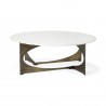 Mercana Reinhold 49" Round White Marble Top Gold Metal Base Coffee Table 4
