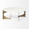 Mercana Reinhold 49" Round White Marble Top Gold Metal Base Coffee Table 2