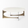 Mercana Reinhold 49" Round White Marble Top Gold Metal Base Coffee Table 1