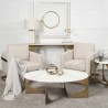 Mercana Reinhold 49" Round White Marble Top Gold Metal Base Coffee Table 