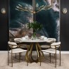Mercana Laurent 48" Marble Top Gold Metal Base Dining Table